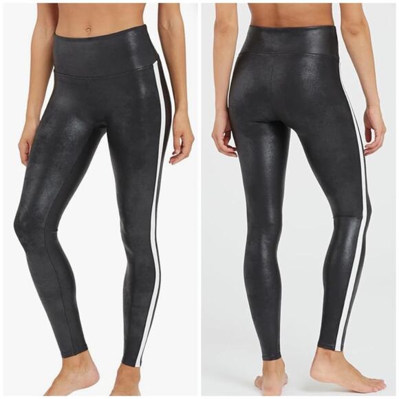Spanx Faux Leather White Stripe Legging 3X NWT 20187P - Picture 1 of 13